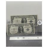 2 - 1935 H $1 SILVER CERTIFICATES IN GREAT CONDITN