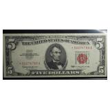 $5 1963 *STAR* RED SEAL LEGAL TENDER NOTE (AU)