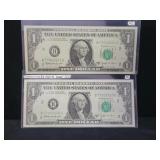 CONSECUTIVE $1 1963-B "BARR"  NOTES (CU)