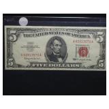 $5 1963 RED SEAL LEGAL TENDER NOTE (AU)