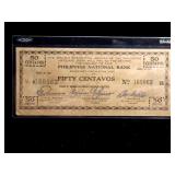 PHILIPPINES NATIONAL BANK 50 CENTAVOS NOTE (VF++)