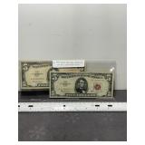 2 - 1963 SERIES $5 RED SEAL US NOTES