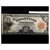 1936 PHILIPPINES TREASURY 2 PESO RED SEAL WW II