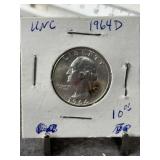 1964 - D UNCIRCULATED WASHINGTON QUARTER