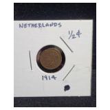 1914 NETHERLANDS 1/2 CENT