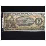 1914 MEXICO, GOBIERNO 10 PESO LARGE NOTE (AU)