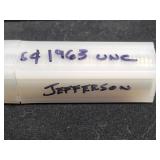 TUBE OF ALL 1963-P JEFFERSON UNC. NICKELS