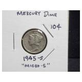 1945-S "MICRO S"  MERCURY DIME
