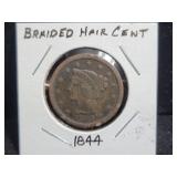 1844 BRAIDED HAIR LARGE CENT