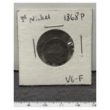 1868 THREE CENT NICKEL