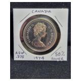 50% SILVER 1974 CANADA DOLLAR COIN