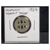 1924 HONOLULU, HAWAII TRANSIT TOKEN