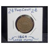 1864 TWO CENT PIECE LARGE MOTTO