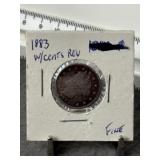 1883 W/ CENTS REVERSE FINE "V" NICKEL