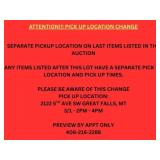 SEPARATE PICK UP LOCATION FOR REMAINING ITEMS