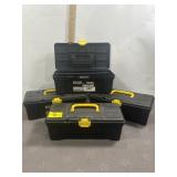4 SMALL PLASTIC TOOL BOXES EMPTY