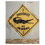 REPRODUCTION METAL CROCODILE WARNING SIGN 27"