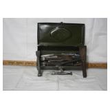 GREEN METAL BOX FULL OF CHISEL