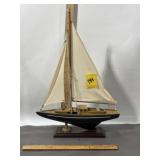 GREEN WOODEN SAILBOAT DECOR