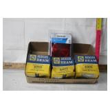 3 VINTAGE HIGH BEAM HEAD LIGHTS, 1 STOP LIGHT, NEW