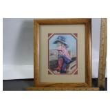 FRAMED WESTERN ART COWGIRL KID BY ST. GARDIPEE