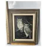 B.J DALE FRAMED OWL ART 17'X15' FAIRFIELD, MONT.