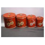 EARLY KITCHEN CANISTER TOLEWARE SET OF 4