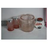 PINK DEPRESSION GLASS, ART DECO SALT SHAKER