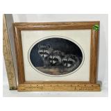 ST. GARDIPEE 3 RACCOONS FRAMED ART 9.5'X11.5'