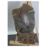 NATURAL ROCK ART OWL PAINTING BY NADINE PICKTHORN