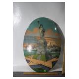 ANTIQUE REVERSE PAINTED GLASS STATURE OF LIBERTY
