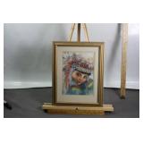 FRAMED NATIVE BOY KID ART  BY ST. GARDIPEE