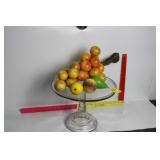 GLASS CAKE STAND W/ FRUIT DECOR