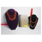 BOOK JEWELRY BOX W/  2 CORAL NECKLACE