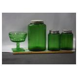 COLLECTION OF EMERALD GREEN GLASS