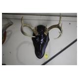CUSTOM DARK RED PAINTED DEER SKULL MOUNT