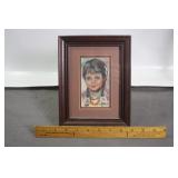 FRAMED NATIVE GIRL KID ART  BY ST. GARDIPEE