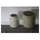 2 SMALL STONEWARE CROCKS