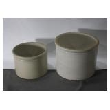 2 SMALL STONEWARE CROCKS