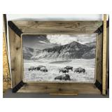 LARGE RUSTIC BUFFALO ART 40'X30.5'