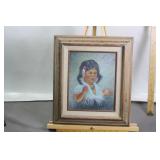 FRAMED NATIVE GIRL KID ART  BY ST. GARDIPEE
