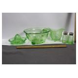 COLLECTION OF GREEN DEPRESSION GLASS