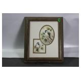 FRAMED BIRD ART SIGNED 12.5'X10.5'