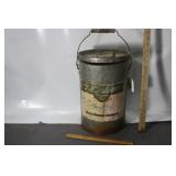 ANTIQUE NASH'S COFFEE GALV. CAN & MATCHING LID 14'