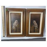LOLA THORESON FRAMED OWL ART, FT. SHAW, MONT.