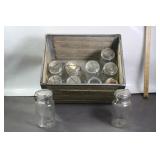 ANTIQUE BURKE DAIRY CRATE FULL MASON JARS