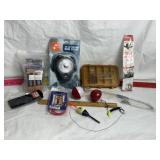 FISHING TACKLE, SCALE, BOBBERS, POLE HOLDERS