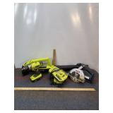 RYOBI 18V CORDLESS DRILL, SAW, BLOWER, TESTED