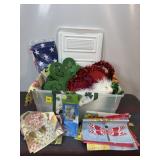 TUB OF HOLIDAY DECORATIONS
