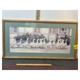DUCKS IN A ROW FRAMED PICTURE, 28" X 15"